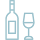 Icône d'une bouteille et d'un verre à pied, mettant en valeur la sélection de la carte des boissons et des accompagnements du restaurant La Table de Trois à Bordeaux