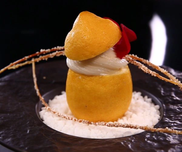 Sorbet de l'officier, au citron façon colonel à la zubrowka, servi au restaurant La Table de Trois à Bordeaux